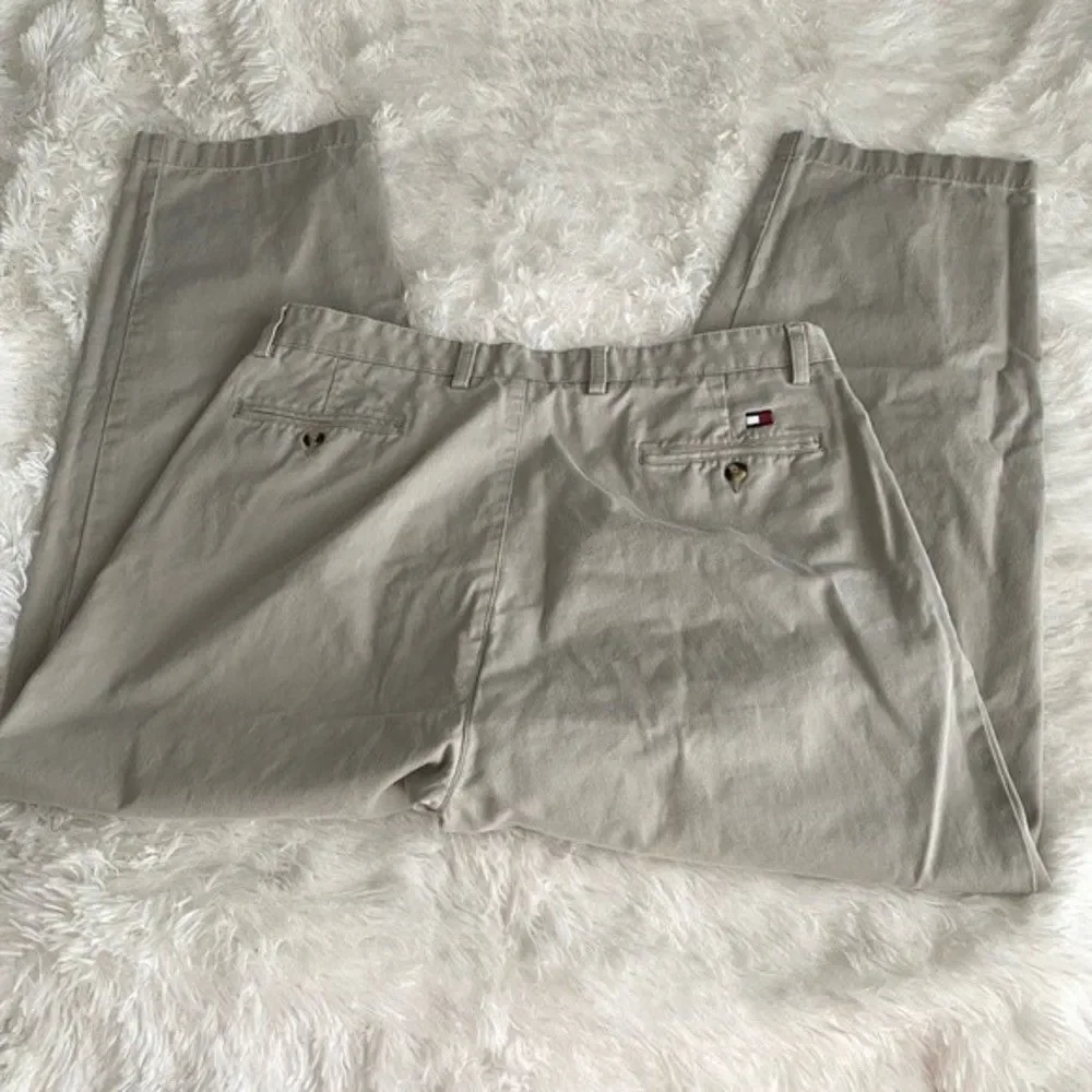 Tommy Hillfiger Vintage Pleated Chinos Casual Cotton Pants Beige Size 38X30